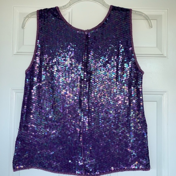 Scarlet Rage Iridescent Purple Sequin Blouse-sizeM - Picture 6 of 8